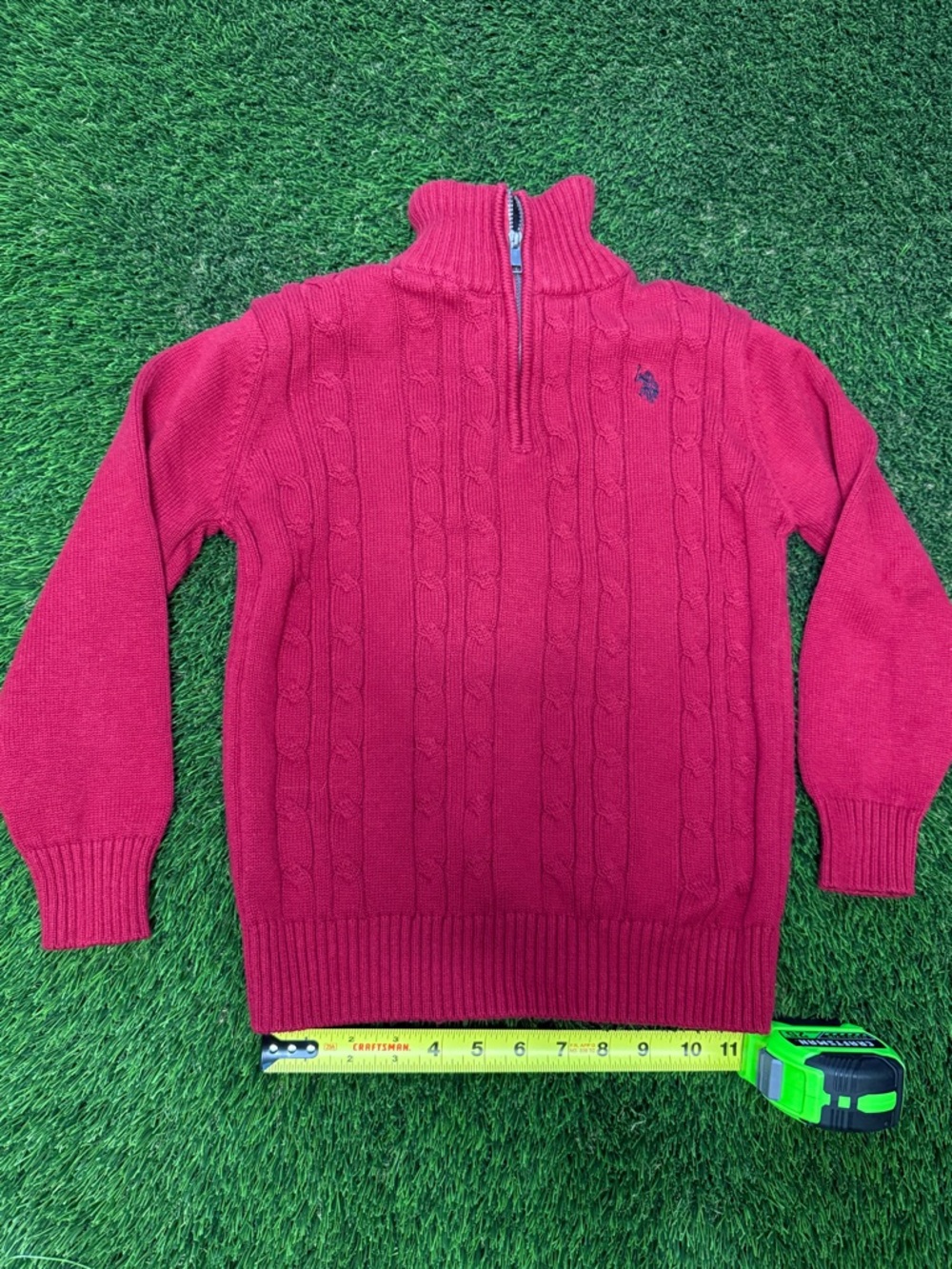 U.S. Polo Assn. Men's Red Cable-Knit Half-Zip Sweater